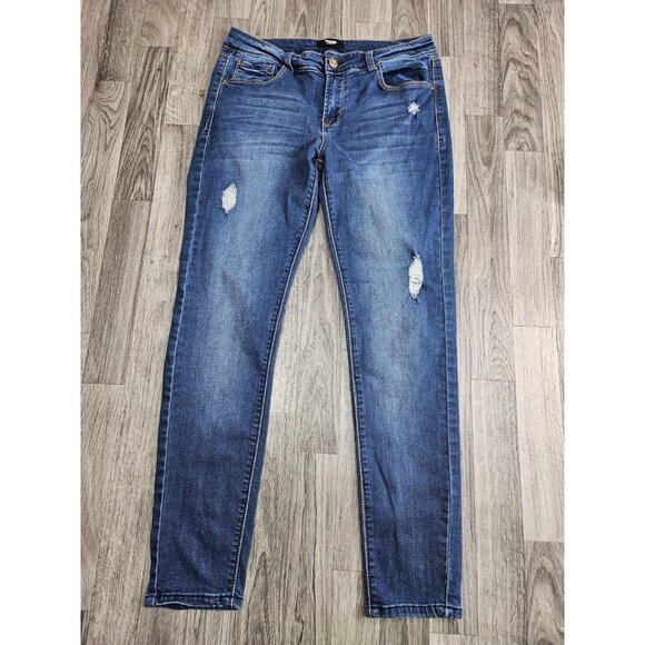 (3/$35) Kensie Jeans Womens 6/28 Blue Effortless Ankle Distressed Skinny Denim - Picture 1 of 11
